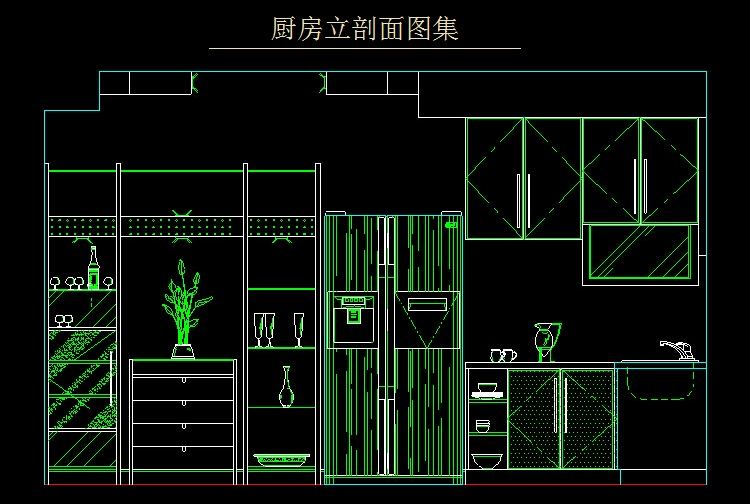 贵州家庭装修公司、CAD室内厨房装修设计施工图立面图集