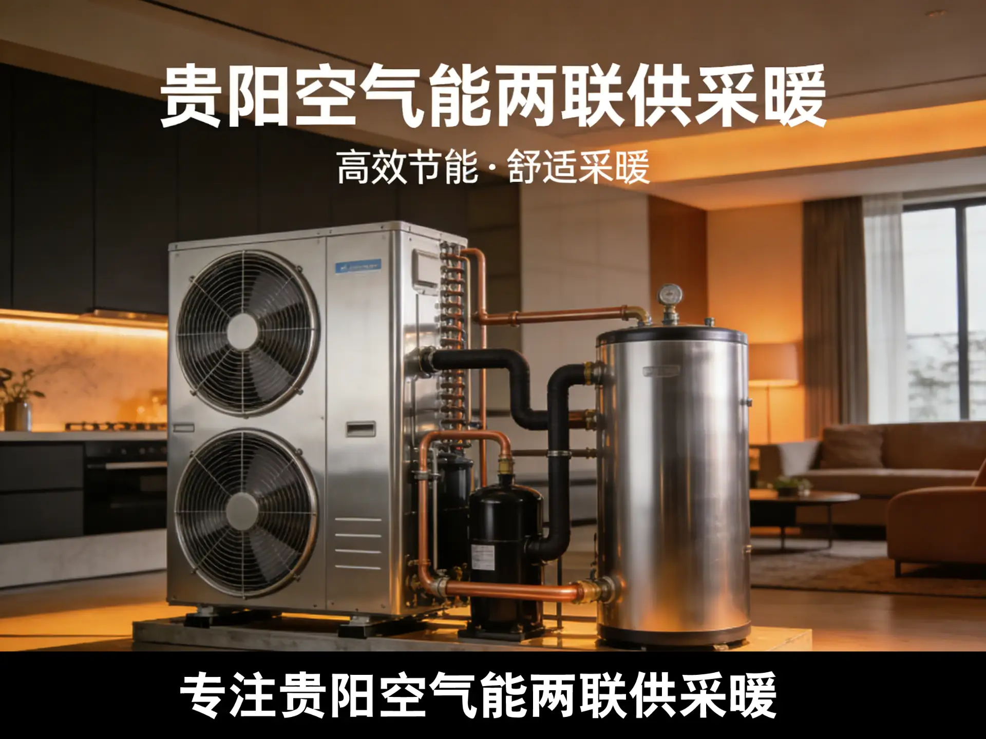 贵阳美的空气能两联供采暖系统