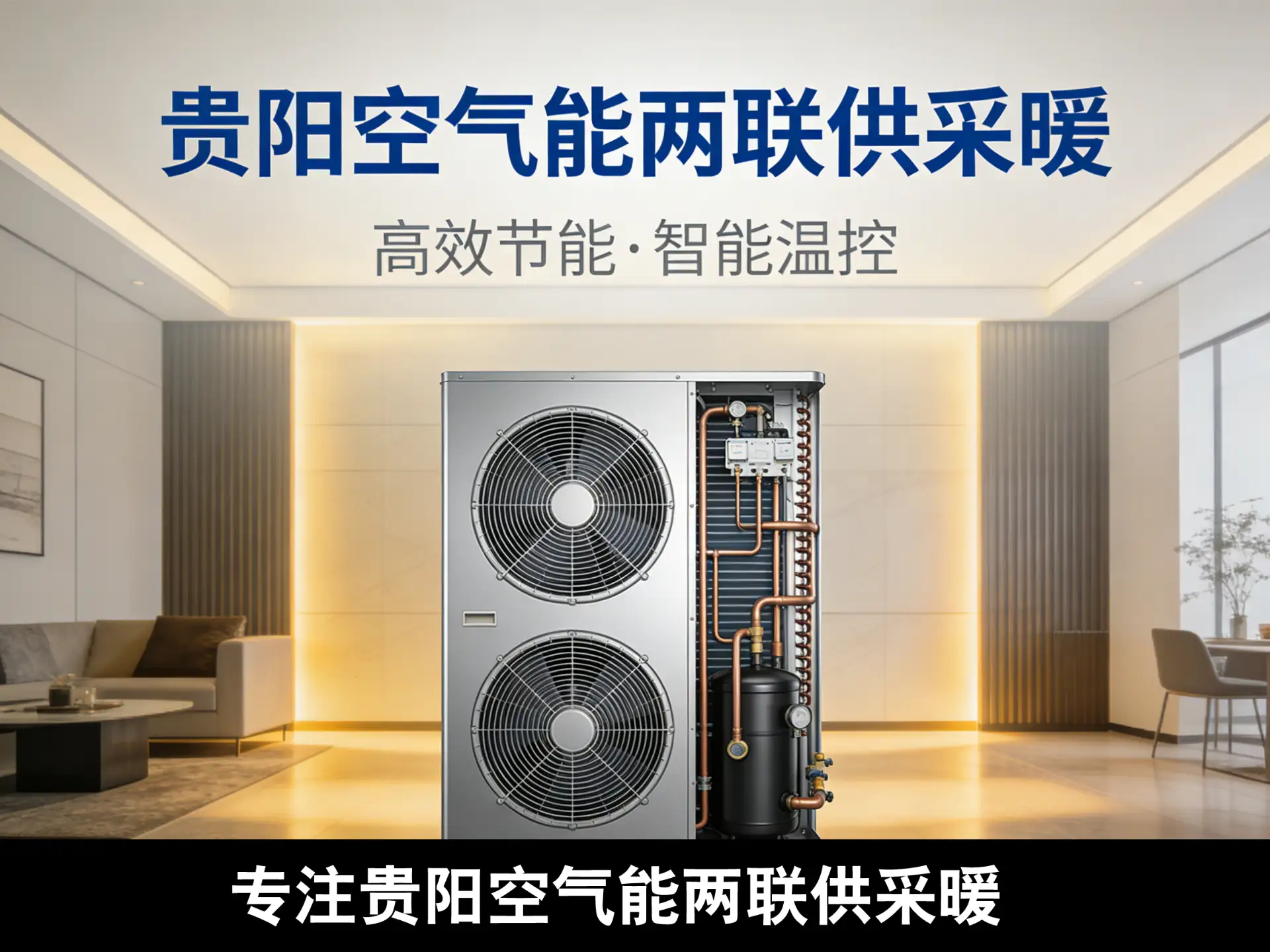 贵阳美的空气能两联供采暖系统