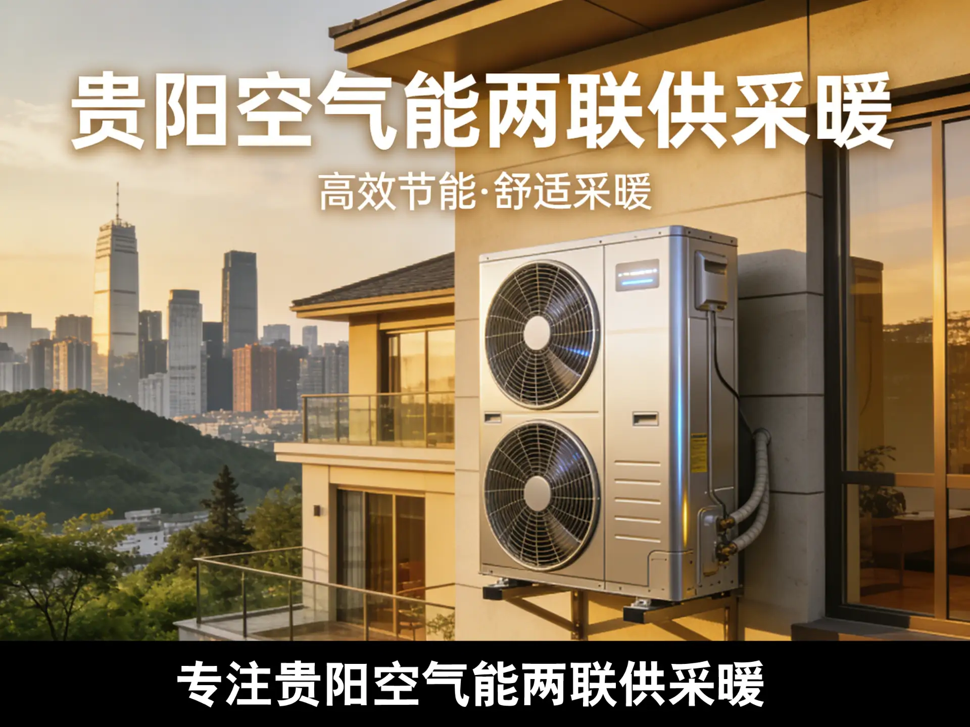 贵阳美的空气能两联供采暖系统